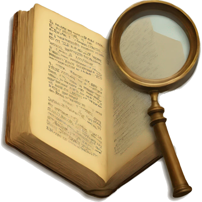 vintage book with magnifying glass emoji