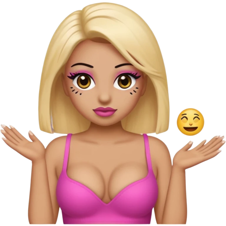 Je veux un emoji classique mais avec des faux cils des faux ongles et avec des seins et des fesses qui fasse une pose de baddie  emoji