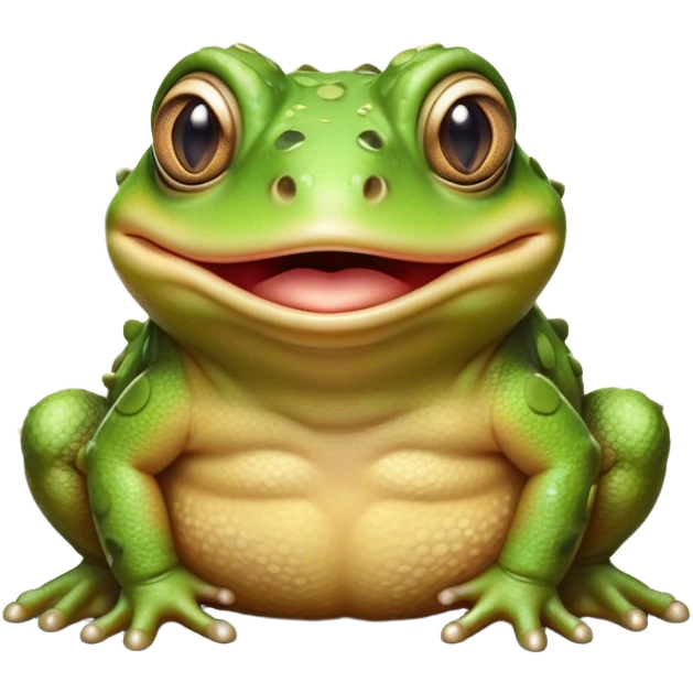 Cinematic Comical Toad Portrait Emoji, Head tilted dramatically with an exaggeratedly amused expression, featuring a robust, bumpy body with wide, comically expressive eyes full of playful disbelief and a quirky, textured face, Simplified yet hilariously expressive features, highly detailed, glowing with a slightly sassy woodland glow, high shine, dramatic yet playful, stylized with an air of quirky amphibian mischief, soft glowing outline, capturing the essence of a meme-worthy toad that looks ready to side-eye its way into viral fame! emoji