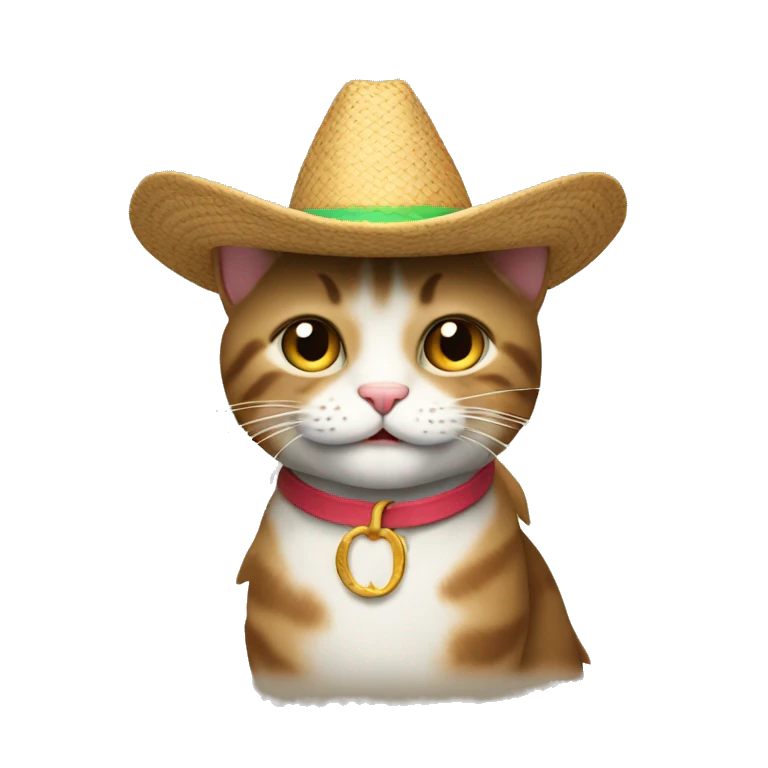 Un gato con un sombrero de cumpleaños emoji