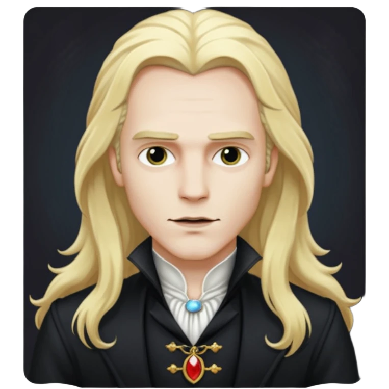 Lestat de Lioncourt with white skin, long blonde hair, black outfit emoji