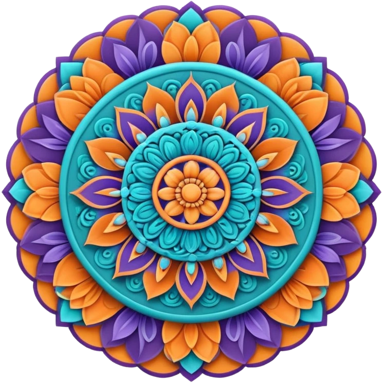 Turquoise, orange and violet mandala emoji