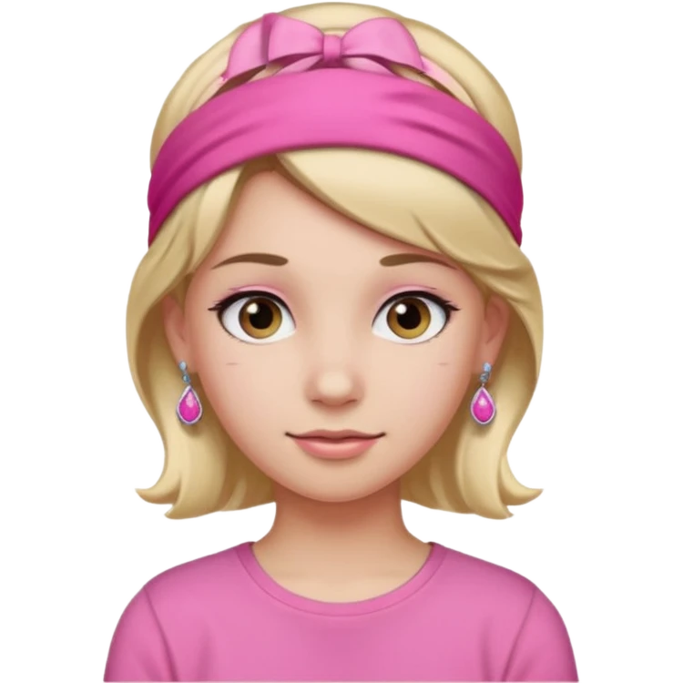 Fashion girl with pink headband and earrings, halff body emoji
