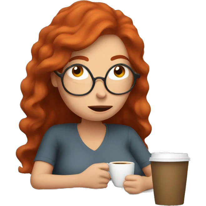 Tired red hair mom with coffee  emoji