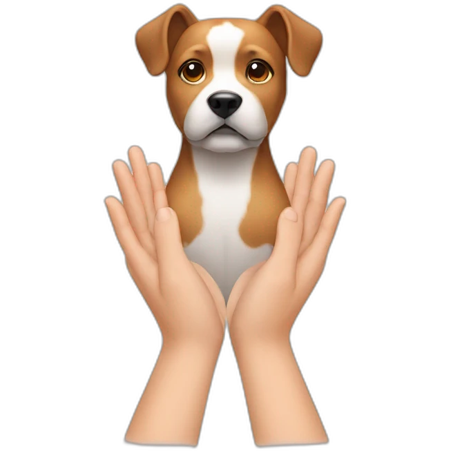 dog head massage with human hands emoji