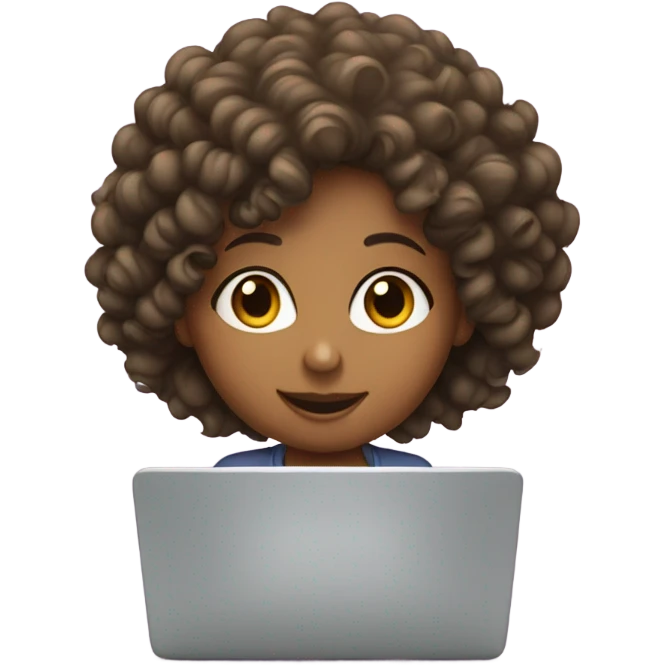 girl, curly hair and laptop emoji