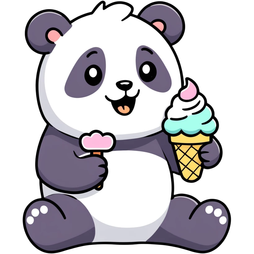 Panda eating ice cream emoji