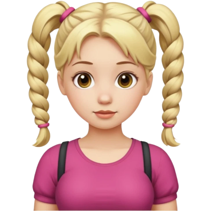 Her hair is in pigtails and her pubic hair is shaped like a heart.  She has wide hips emoji