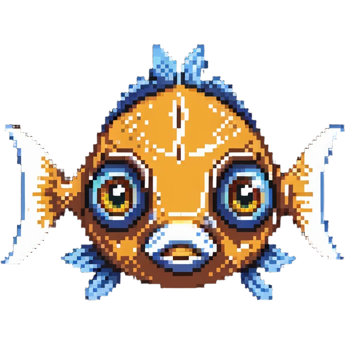 cute cartoon fish head logo with big eyes emoji