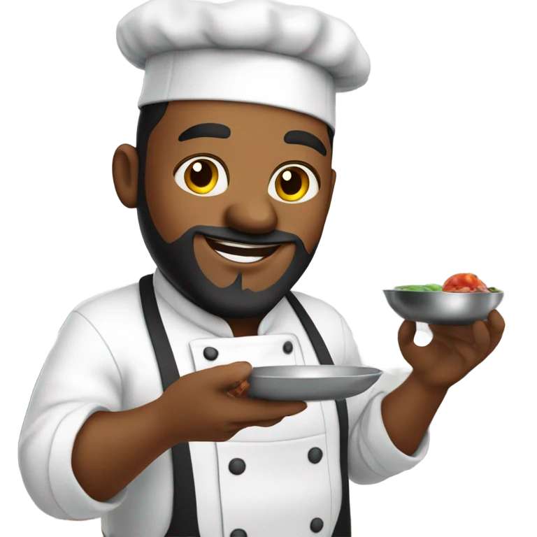 Black Chef with a beard cooking  emoji