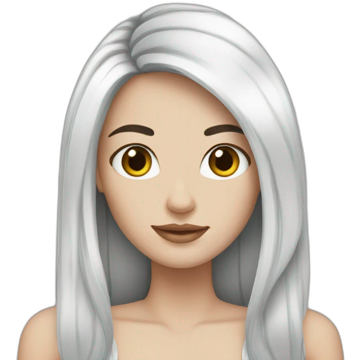 white girl long black hair emoji