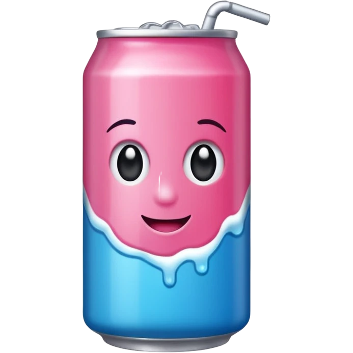 una lata de refresco rosa y azul emoji
