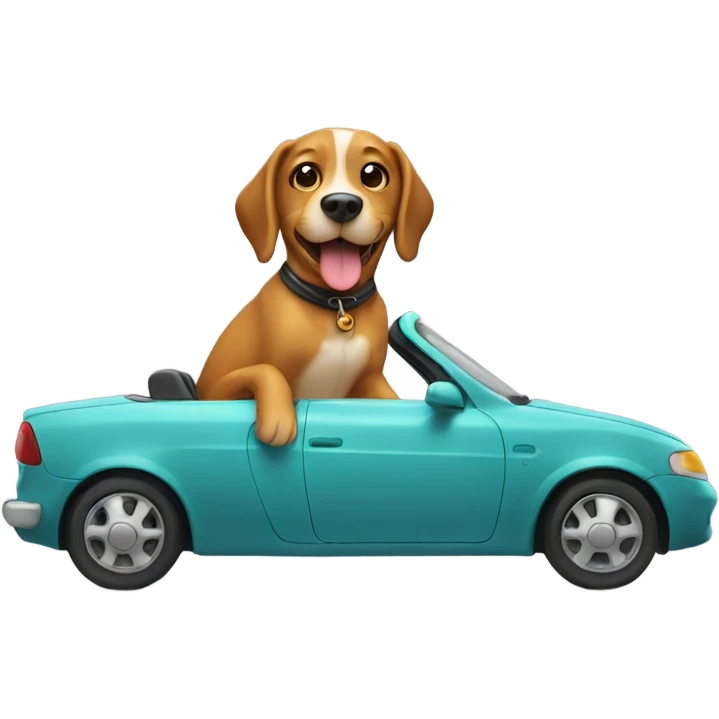 Dog riding in a car emoji