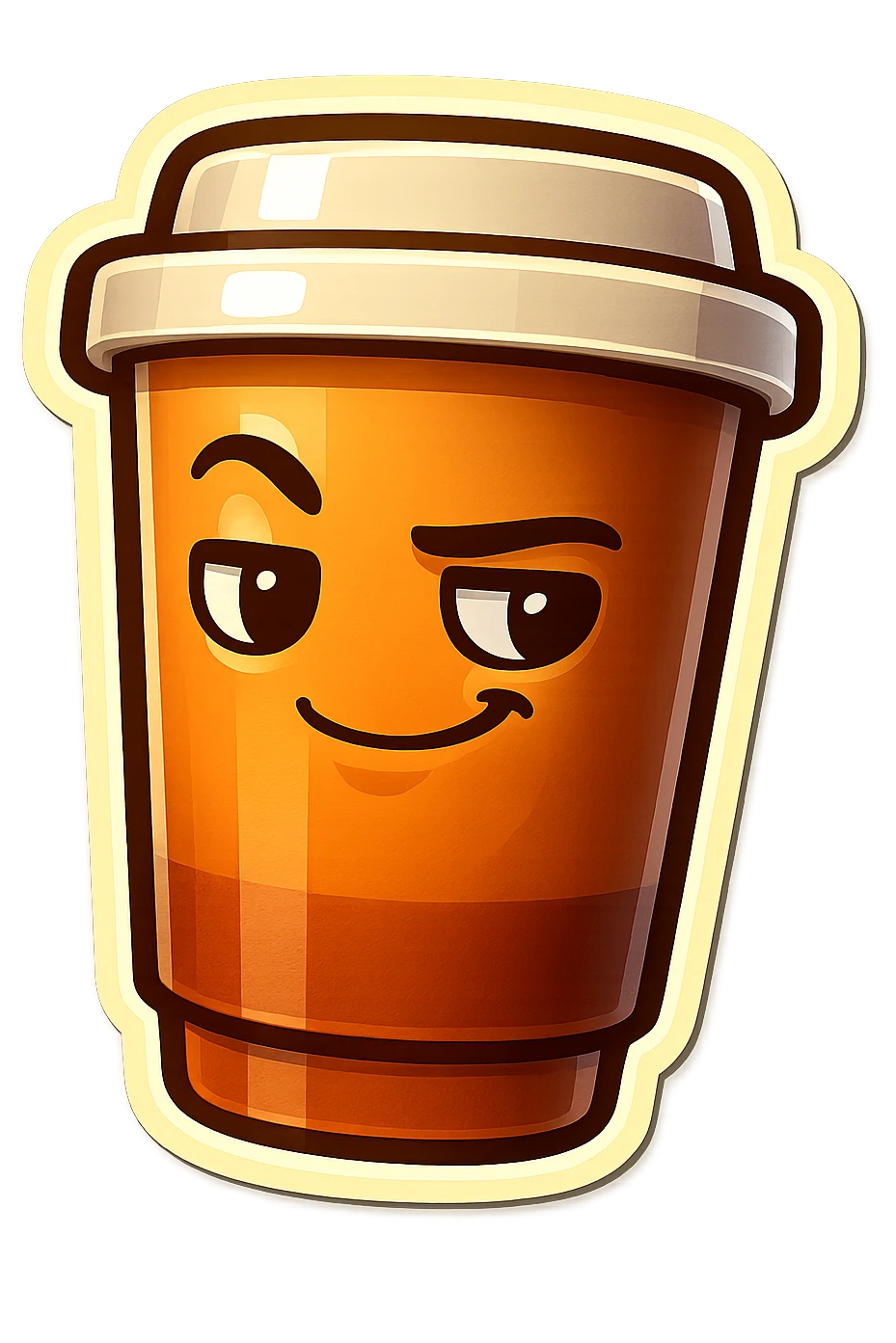 Tall coffee cup, dramatic, cassanova smirk emoji