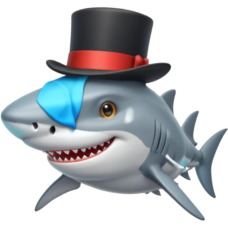 Shark with a top hat emoji