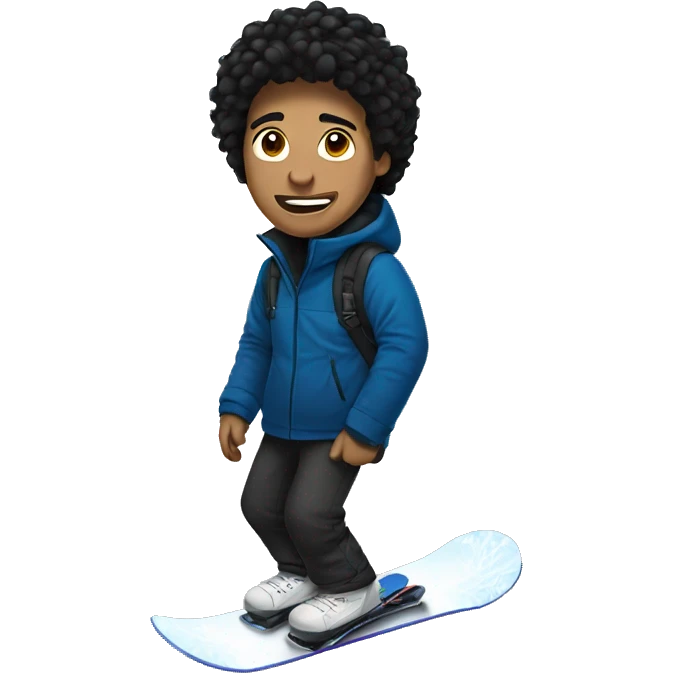 Guy with black hair on snowboard emoji