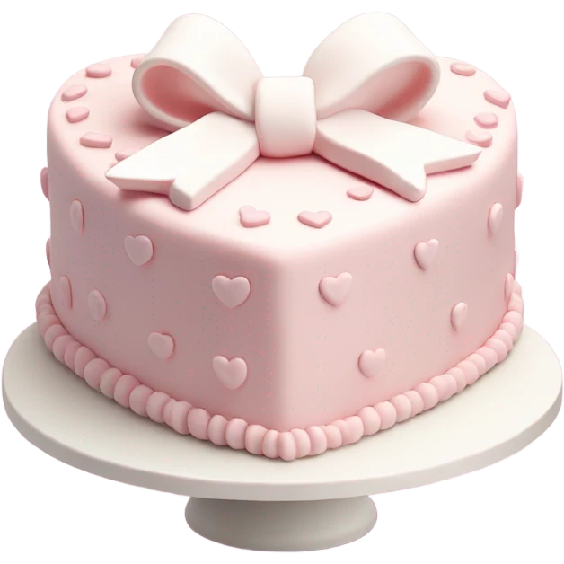 Pastel pink heart shaped cake with fancy white icing and bows emoji