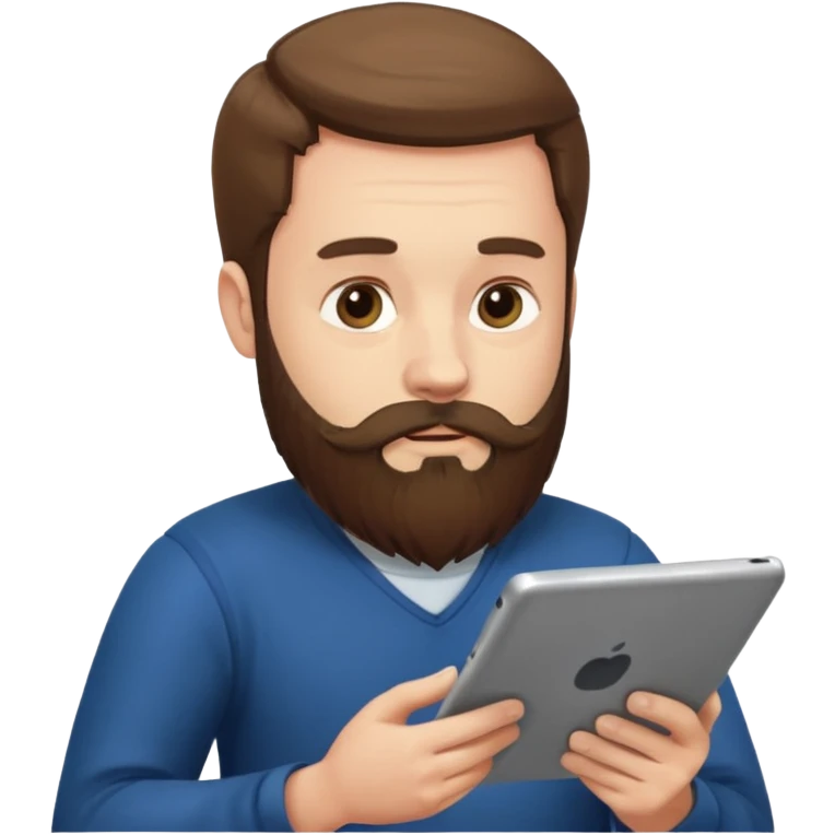 bearded man reading a tablet emoji