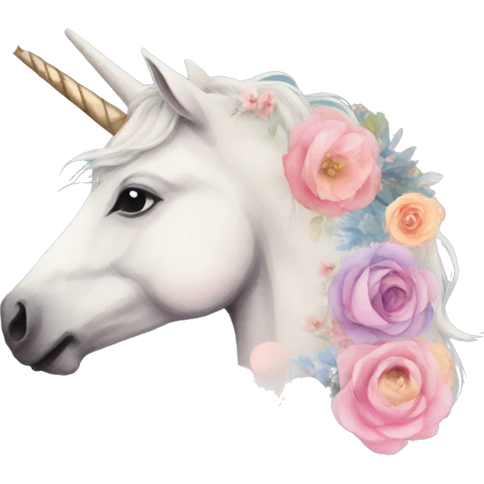 Watercolor floral unicorn emoji