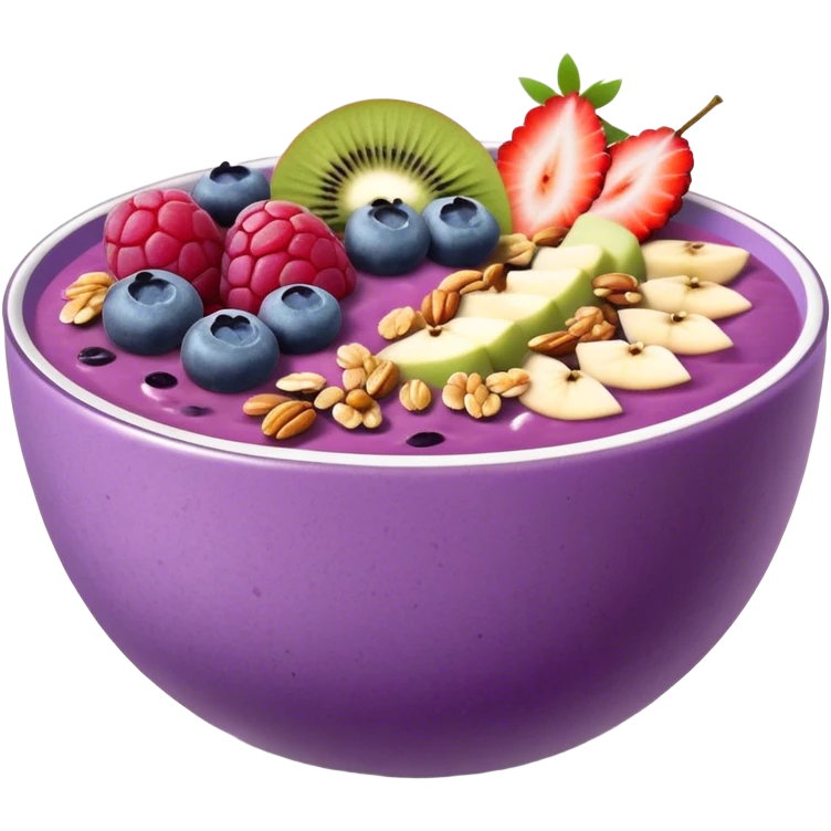purple smoothie bowl with fruits and granola emoji