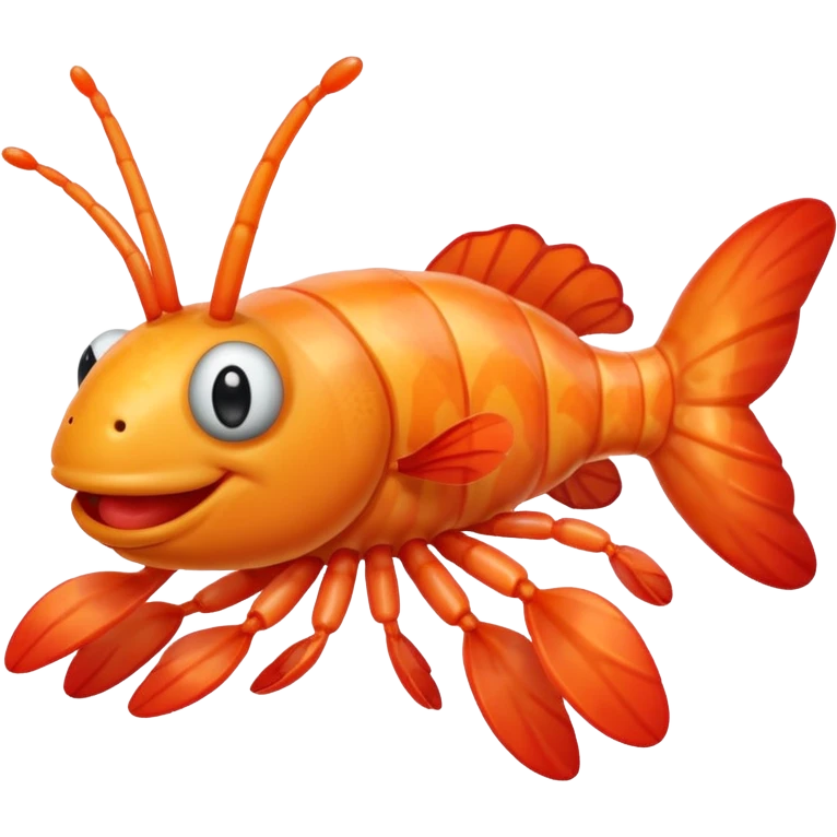 Shrimp upside down as a clown emoji