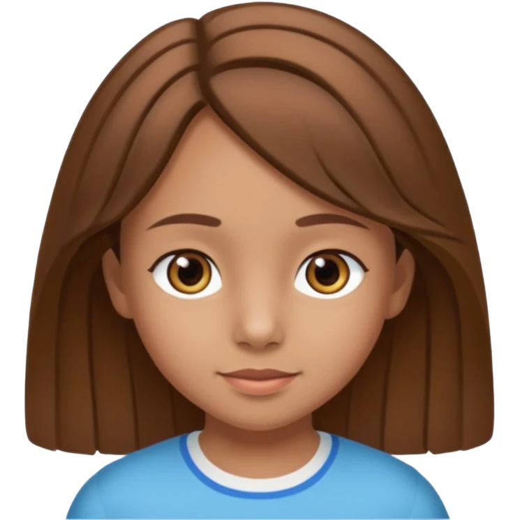 Une fille qui s’appelle Angèle aux cheveux marrons de neuf ans, qui adore les Capi, barra et aux yeux gris emoji