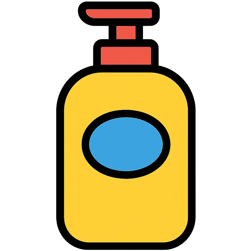 color outline icon of a shampoo bottle, clean lines emoji