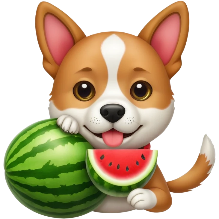 Dog holding watermelon  emoji
