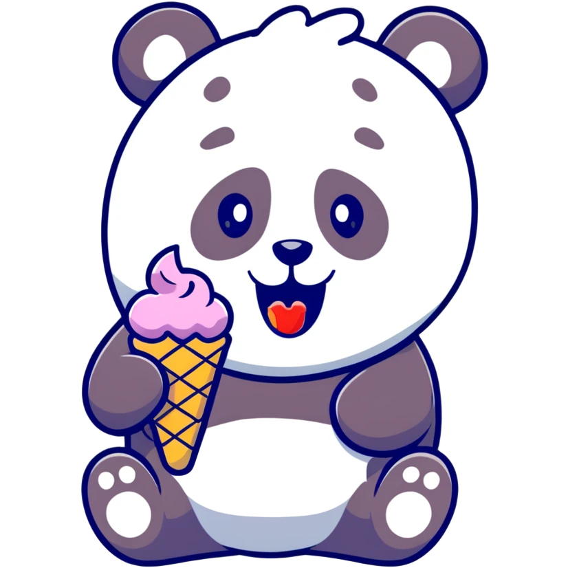 Panda eating ice cream emoji