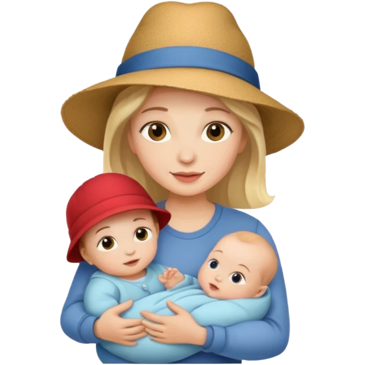 Mother with Hats with her baby emoji