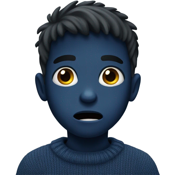 terrified boy in a dark blue sweater emoji