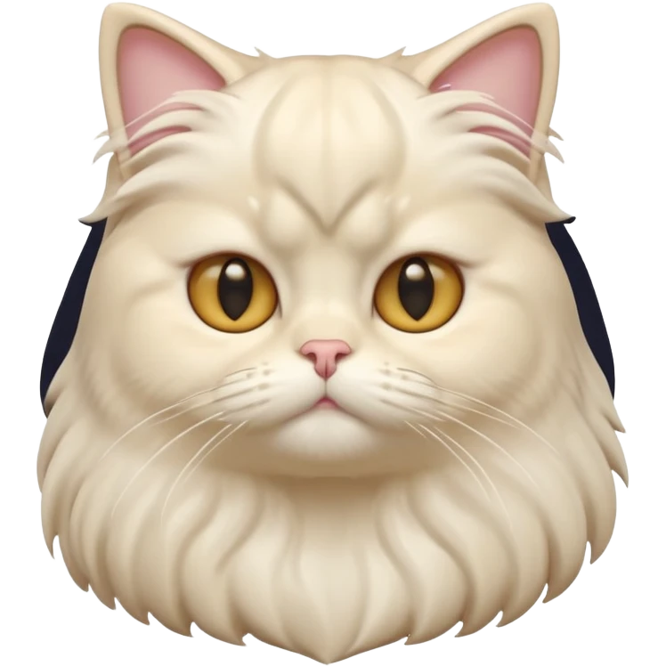 A 3D cartoon Persian cat with soft cream-white long fur, round face, golden eyes, gentle expression, cinematic Memoji-style lighting. emoji