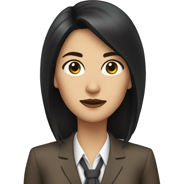 Female defense attorney with long black hair with brown suit emoji