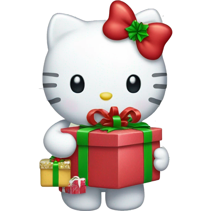 Hello kitty with christmas presents emoji
