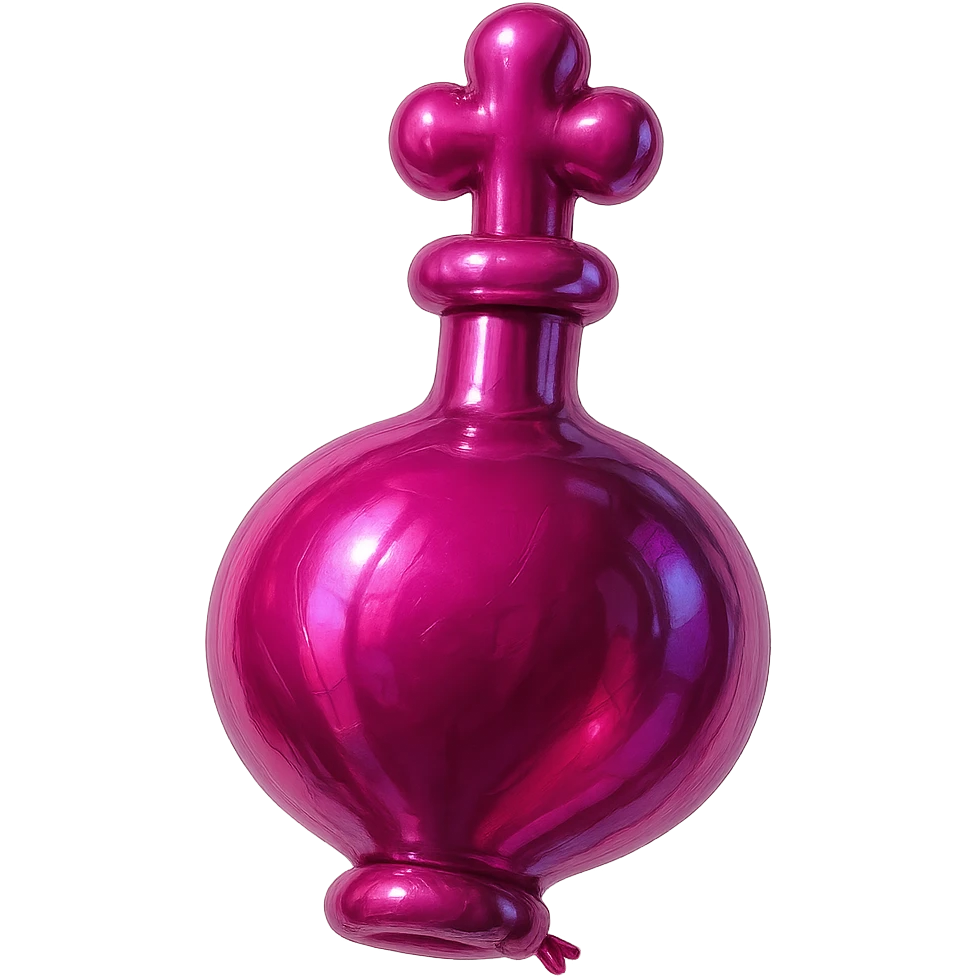 pink goth potion bottle, balloon style, playful and gothic emoji