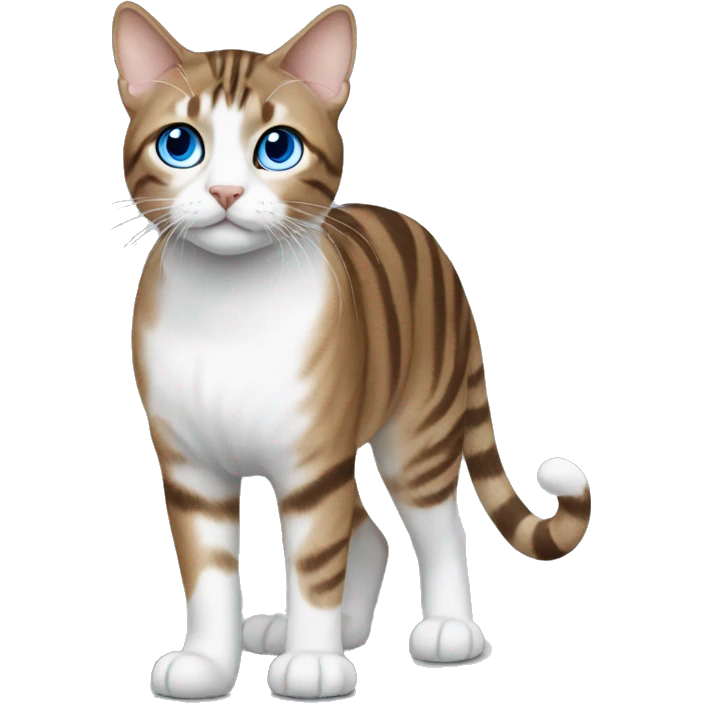 blue-eyed brown white tabby standing emoji