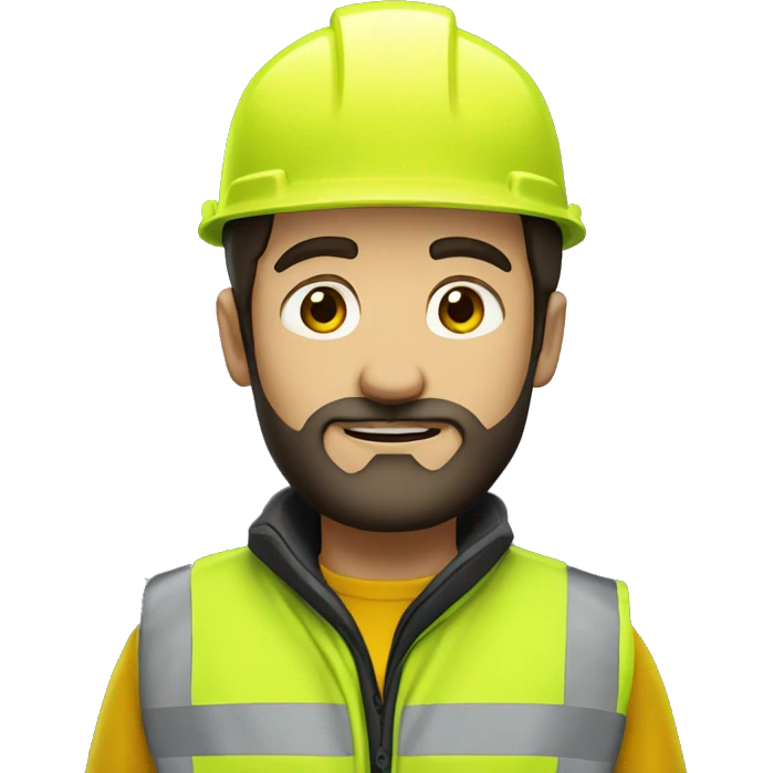 man with dark hair and beard and yellow hi vis vest emoji