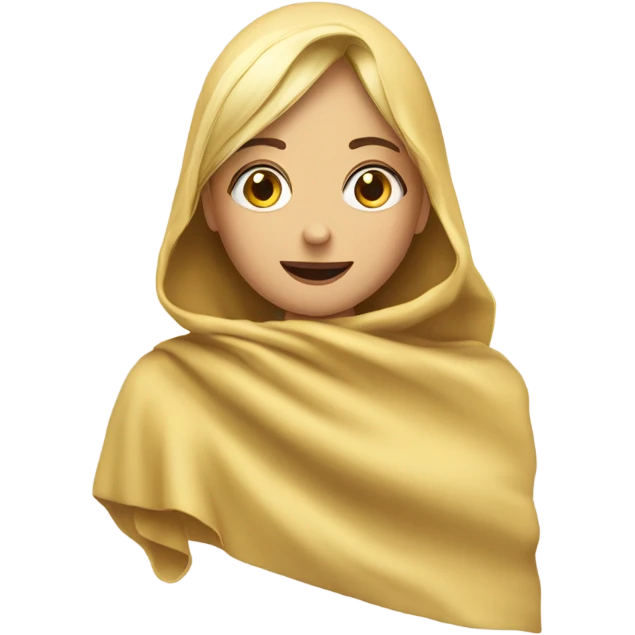 Chica rubia tapada con una manta que le llega hasta la cabeza  emoji