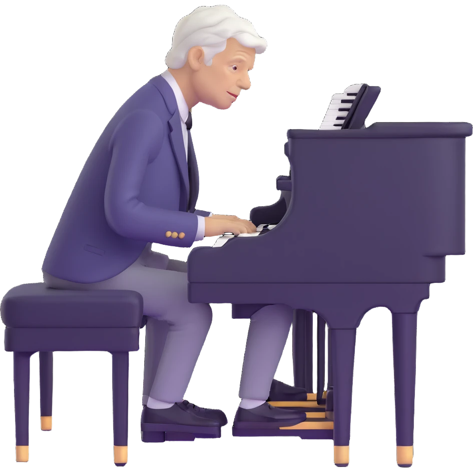 George Plimpton playing the piano emoji