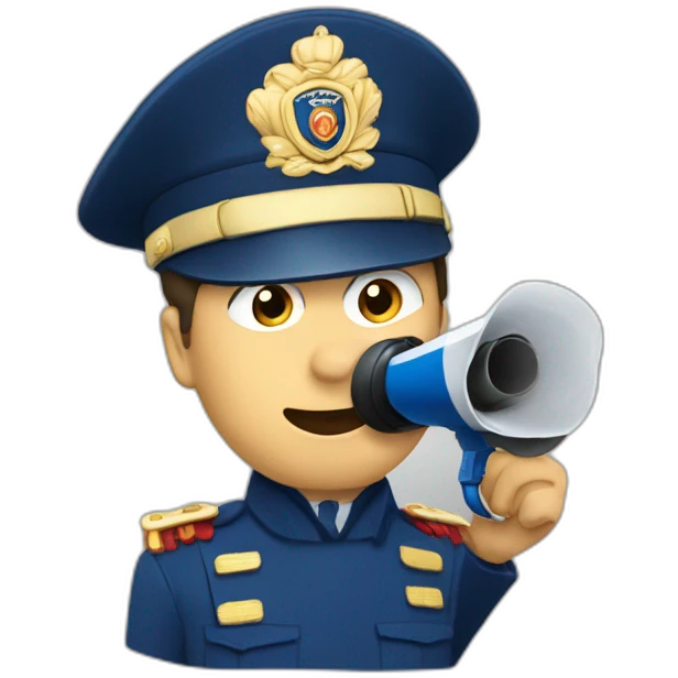 French gendarme with a megaphone emoji