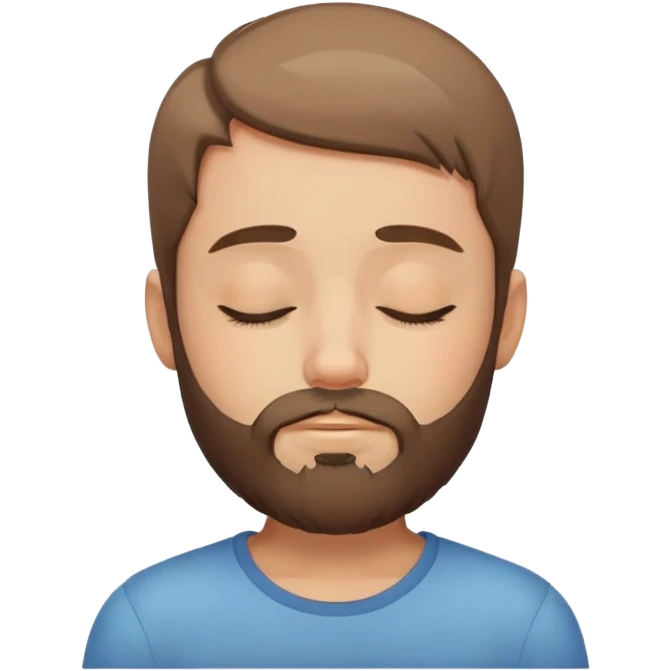 bearded boy in closed eyes emoji