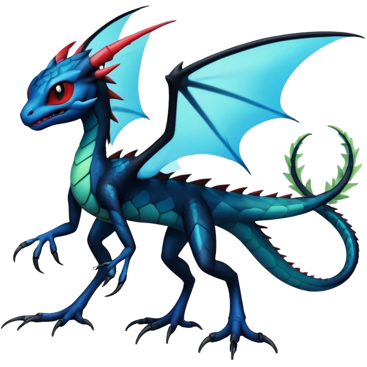Cool Edgy black-blue ethereal badass punky Vernid-Trico-Flygon-animal-creature full body emoji