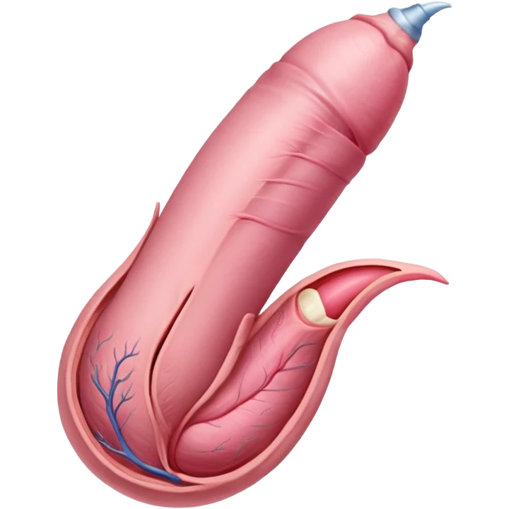 Un pene erecto, con venas prominentes y la glande rosada, penetrando una vagina. Los labios mayores y menores de la vagina son visibles, estirados alrededor del eje del pene. emoji