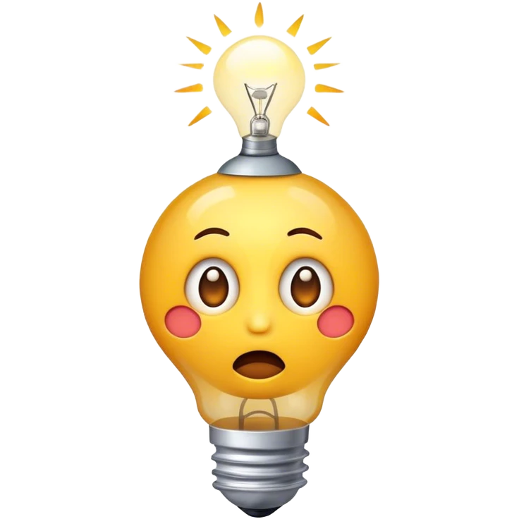 Surprised emoji with a lit lightbulb above it’s head emoji