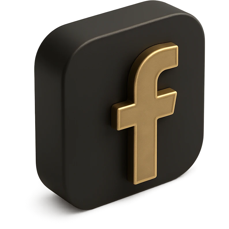 Facebook logo in 3D black style emoji