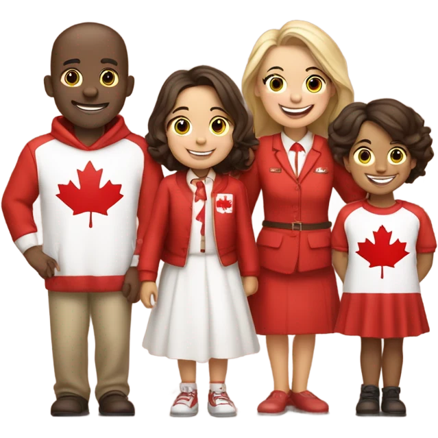 Show me a family of proud Canadians  emoji