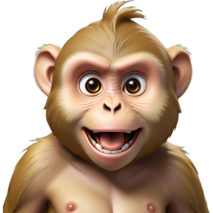 Cinematic Comical Macaque Portrait Emoji, Head tilted dramatically with an exaggeratedly shocked expression, featuring a dynamic, animated face with wide, comically expressive eyes full of humorous disbelief, Simplified yet hilariously expressive features, highly detailed, glowing with a slightly sassy glow, high shine, dramatic yet playful, stylized with an air of quirky primate attitude, soft glowing outline, capturing the essence of a meme-worthy macaque that looks ready to side-eye its way into viral fame! emoji
