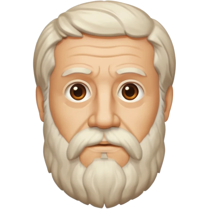 Plato with a flowing beard, wise and calm look, ancient Greek philosopher, iOS emoji style, clean and modern flat design emoji
