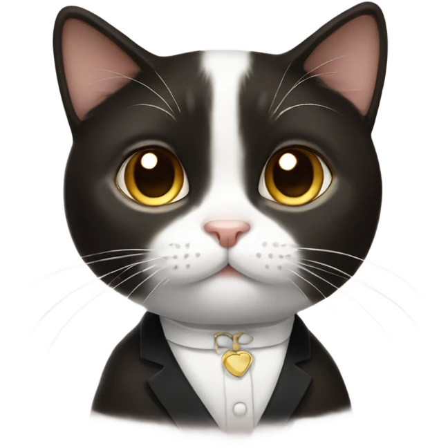 Tuxedo cat with brown hair girl emoji