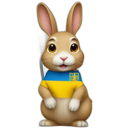 rabbit in a Ukrainian flag emoji